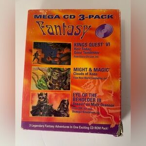 Fantasy Mega CD 3-pack Kings Quest VI, Might and Magic , Eye of Beholder III PC